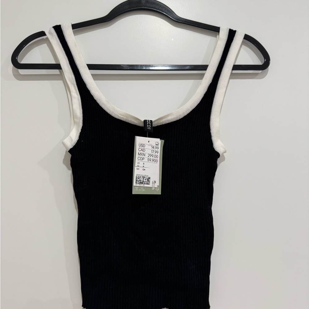 H&M Black and Cream Tank Top